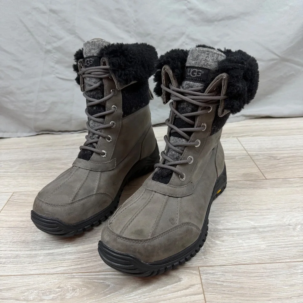 UGG Adirondack II Winter Boots Gray 1014387 Waterproof Sz 11‎ Wool Fur Lined